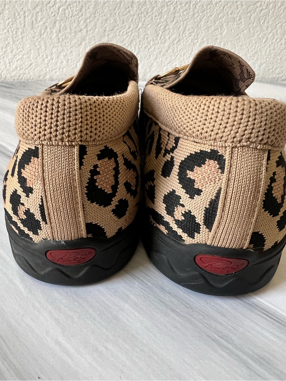Leopard Print Slip-On Loafers with Gold Bit - Tan/Black Sz 9W Animal Print Flats - Picture 4 of 5